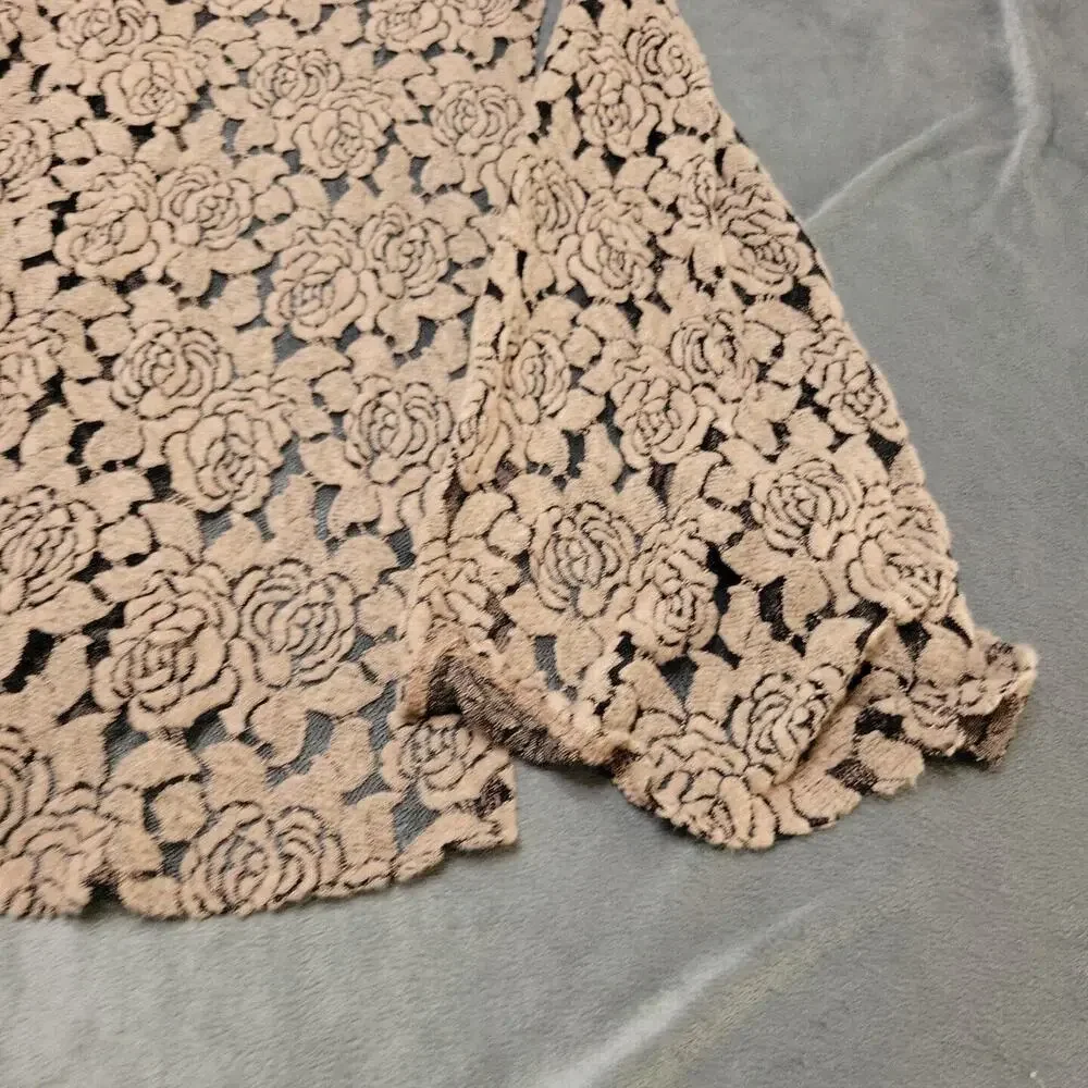Lularoe Shaw Women Small Brown Rose Sheer Sleeveless Boho Long Line Art Open Top